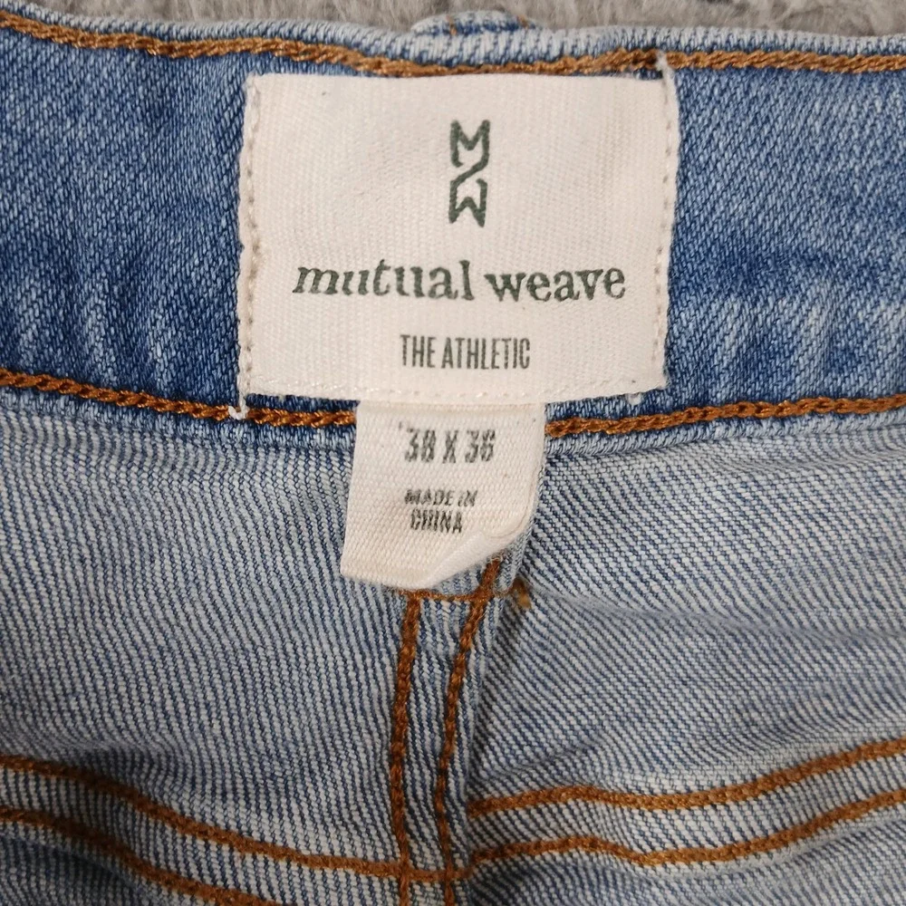 Mutual Weave The Athletic Jeans‎ Light Wash Stretch Tapered Denim 38x36